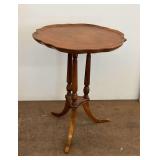 Vintage Small Round Table with Tripod Base... one leg needs repair