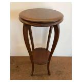 Round Wooden Side Table with Lower Shelf
