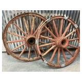 Pair of Wooden Wagon Wheels