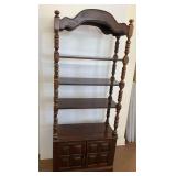 Dark Wood Display Shelving Unit with Cabinet Base