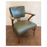 Vintage Green Upholstered Armchair with Wooden Frame