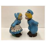 Pair of Cement Folk Art Dutch Boy and Girl Statues