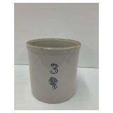 Vintage 3-Gallon Stoneware Crock - Buckeye Pottery Blue Ribbon