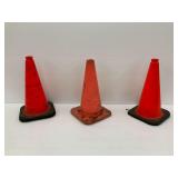 Three Orange Traffic Cones