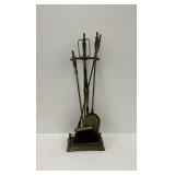 Brass Fireplace Tool Set with Stand