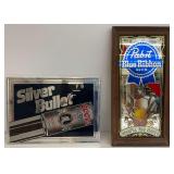 Pabst Blue Ribbon and Coors Light Mirror Advertising Signs