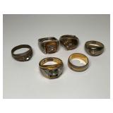 Six Rings Including 18K Gold Plated