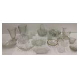 Vintage Clear Glassware Collection - Bowls, Baskets, Pitchers, and Candle Holders