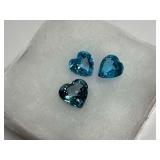 Three Faceted Heart-Shaped Gemstones