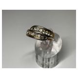 18K Gold Filled Two Row Stone Set Ring