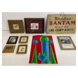 Assortment of Framed Art and Boat Sign