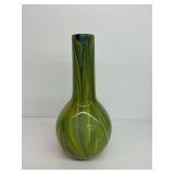 Green and Blue Swirl Art Glass Vase