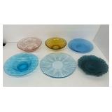 Six Vintage Glass Bowls and Plates... one chipped