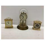 Haco Anniversary Clock with Dome & Two Howard Miller Carriage Clocks