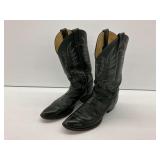 Justin Leather Cowboy Boots with Decorative Stitching - Style 2041