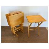 Set of Four Folding Wooden Tray Tables