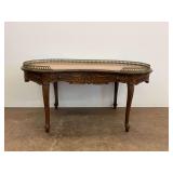 French Style Ornate Kidney Shaped Coffee Table with Inlaid Top and Gallery