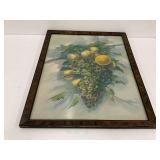 Vintage Framed Fruit Print Signed Spiegel