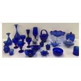 Cobalt Blue Glassware Assortment- Vases, Bowls, Dishes, and More