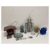 Garden Decor: Birdhouses, Feeders, Tin Man, and Other Items