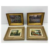 Four Framed Pictures with Landscape and Farmhouse Scenes