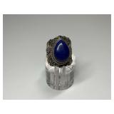 Sterling Silver Ring with Blue Stone...Size 5