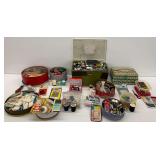 Large Sewing Supplies Lot with Spools, Notions, Storage
