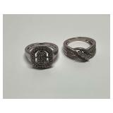 Two Sterling Silver Rings with Gemstones