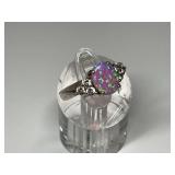Pink Opal Sterling Silver Ring with Accents...Size 7