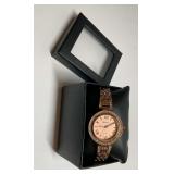 Geneva Rose Gold Colored Bracelet Wrist Watch with Rhinestone Accents