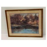 Framed Landscape Print of Trees Reflecting in Water