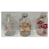 Three Vintage One Gallon Dairy Milk Bottles: Dutchland, Stevenson, and Pet