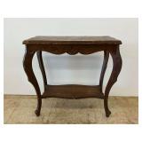 Dark Wood Side Table with Bottom Shelf