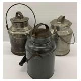 Group of Three Vintage Metal Cream Pails