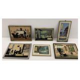 Six Vintage Framed Advertising Thermometers