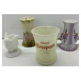 Group of Vintage Hat Pin Holders, Westmoreland Toothpick and Freeport Souvenir UV Reactive