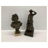 Metal Statue Pair: Annie Moore Ellis Island & Bust Statue