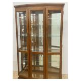 Illuminated Wooden Display Cabinet with Glass Shelves