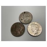 Group of Three Peace Silver Dollars