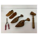 Wooden Shoe Forms, Stretchers, Mallet and Other Items
