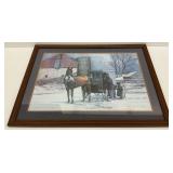 Kathleen Cope Ruoss Signed Framed Print of Amish Horse and Buggy