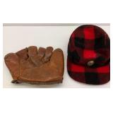 Vintage MacGregor Goldsmith G121 Baseball Glove with Plaid Wool Hat