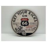 Route 66 Motorcycle Metal Sign - Chicago to Los Angeles