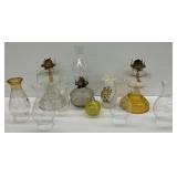 Group of Oil Lamps and Chimneys