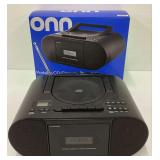 Onn Portable CD/Cassette Boombox with Bluetooth, works