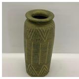 Thai Green Clay Vase with Geometric Design