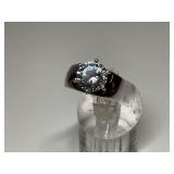 Sterling Silver Solitaire 9mm Brilliant Cut CZ Gemstone Ring...Size 7