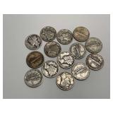 Collection of Mercury Dimes - 14 Coins