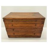 Vintage Four-Drawer Wooden Storage Box... missing a knob