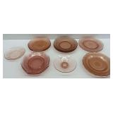 Pink Depression Glass Plates and Bowls